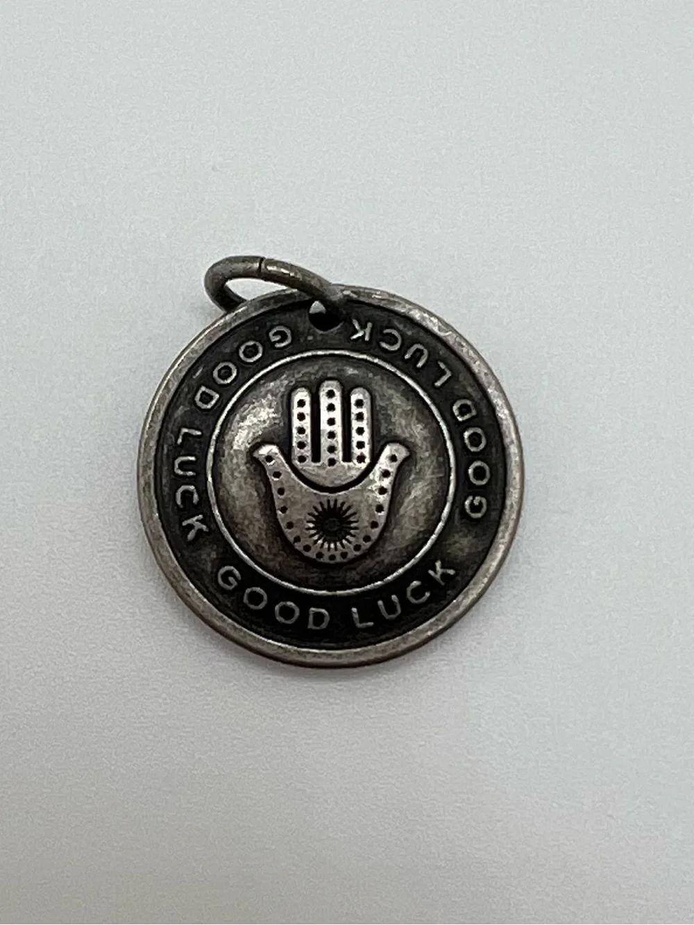 Marc Jacobs Good Luck Hamsa Hand Silver Tone Pendant Charm